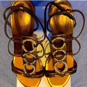 Elegant Gold Strappy Heels